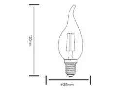 E14 Filament LED - 2 Watt, 250 Lumen, warmweiß, Ø3,5cm - nicht dimmbar