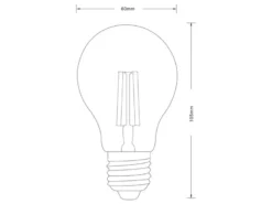E27 Filament LED, 8 Watt, 700 Lumen, warmweiß, Ø6cm, 3 Stufen Dimmer