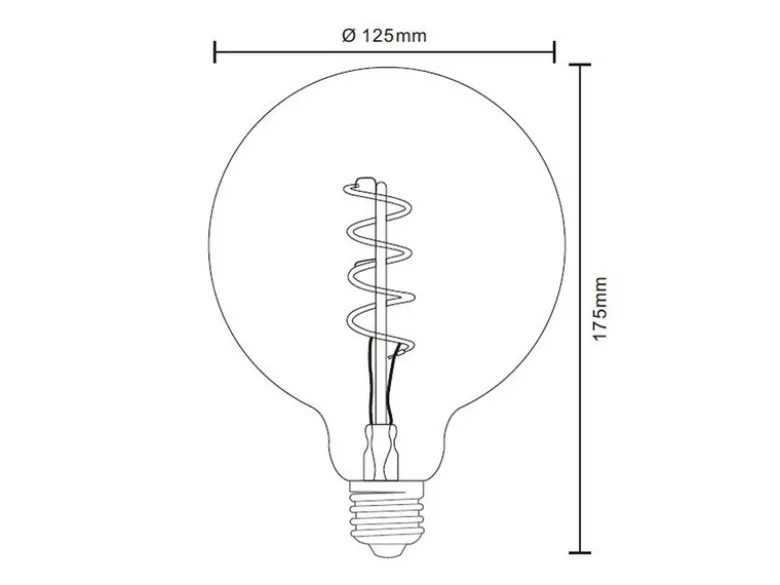 E27 Filament LED - 4 Watt, 200 Lumen, warmweiß, Ø12,5cm - extern dimmbar