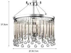 Elegante Deckenleuchte PIPER 3-flammig mit filigranem Kristall Glas Chrom Ø 38cm