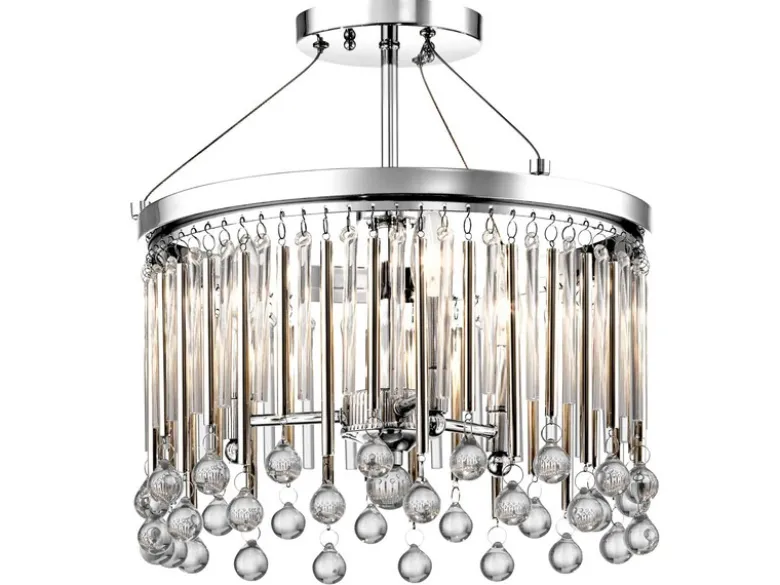 Elegante Deckenleuchte PIPER 3-flammig mit filigranem Kristall Glas Chrom Ø 38cm