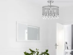 Elegante Deckenleuchte PIPER 3-flammig mit filigranem Kristall Glas Chrom Ø 38cm