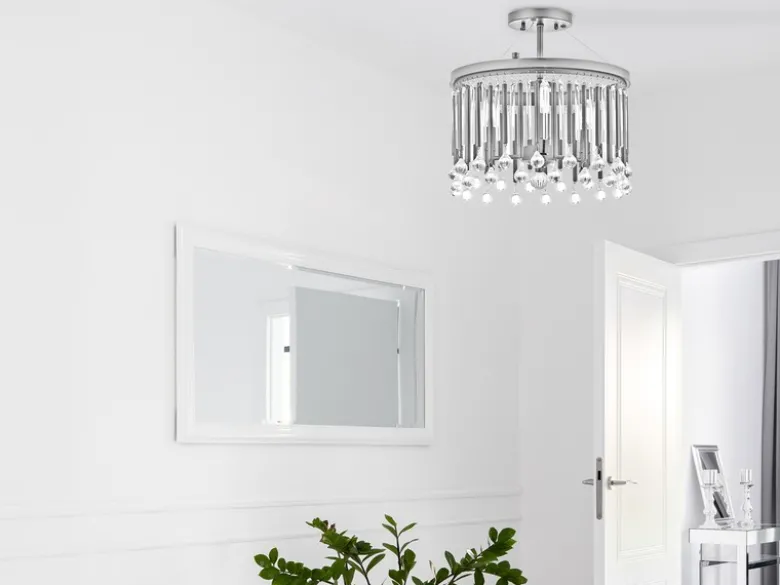 Elegante Deckenleuchte PIPER 3-flammig mit filigranem Kristall Glas Chrom Ø 38cm