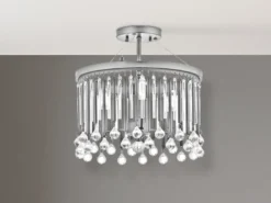 Elegante Deckenleuchte PIPER 3-flammig mit filigranem Kristall Glas Chrom Ø 38cm