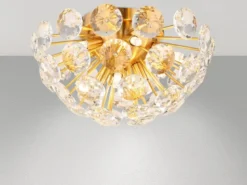Elegante Deckenleuchte VIRINA in Gold mit K9 Kristallen, Ø 39cm