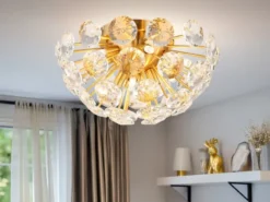 Elegante Deckenleuchte VIRINA in Gold mit K9 Kristallen, Ø 39cm