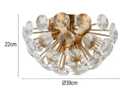 Elegante Deckenleuchte VIRINA in Gold mit K9 Kristallen, Ø 39cm