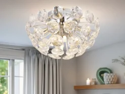 Elegante Deckenleuchte VIRINA in Silber Chrom mit K9 Kristallen, Ø 39cm