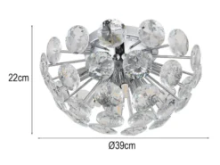 Elegante Deckenleuchte VIRINA in Silber Chrom mit K9 Kristallen, Ø 39cm