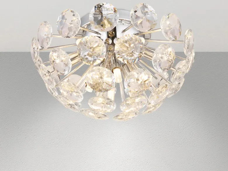 Elegante Deckenleuchte VIRINA in Silber Chrom mit K9 Kristallen, Ø 39cm