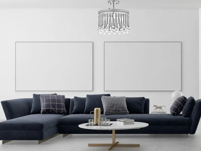 Elegante LED Deckenleuchte 3-flammig mit filigranem Kristall Glas Chrom, Ø 38cm