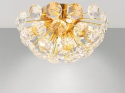 Elegante LED Deckenleuchte in Gold mit K9 Kristallen, Ø 39cm