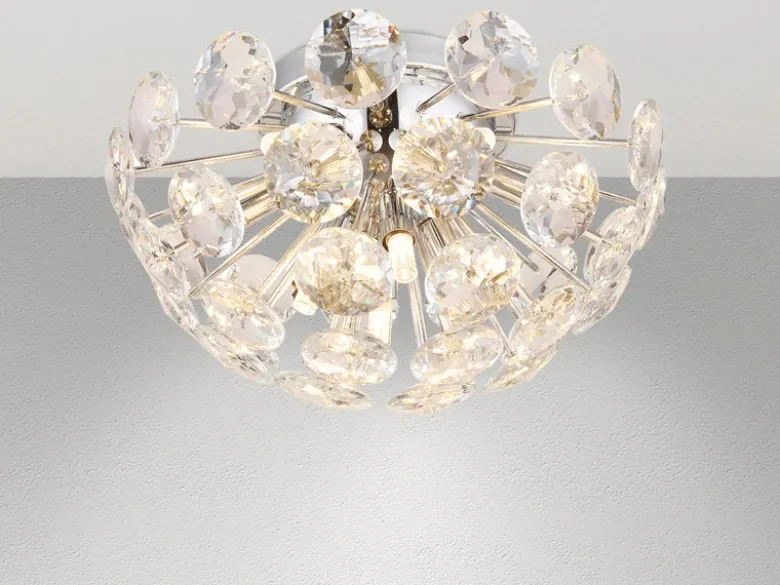 Elegante LED Deckenleuchte in Silber Chrom mit K9 Kristallen, Ø 39cm