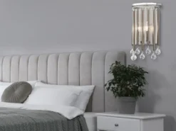 Elegante LED Wandleuchte 2-flammig mit filigranem Kristallglas Chrom, Höhe 31cm