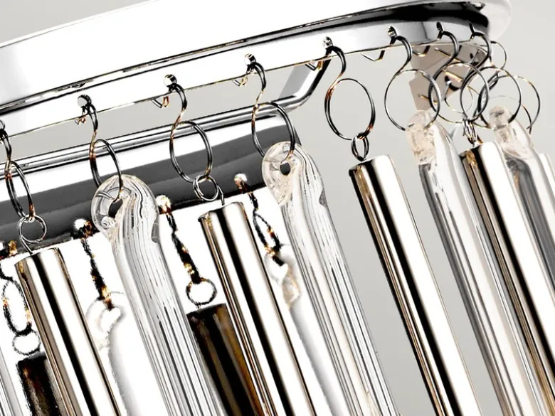 Elegante LED Wandleuchte 2-flammig mit filigranem Kristallglas Chrom, Höhe 31cm