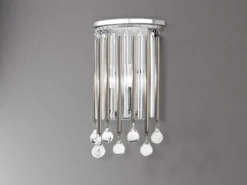 Elegante Wandleuchte PIPER mit filigranem Kristallglas Chrom, Höhe 31cm