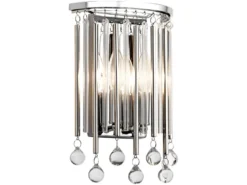 Elegante Wandleuchte PIPER mit filigranem Kristallglas Chrom, Höhe 31cm