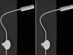 2er LED Wand Leselampen Silber mit Stecker, dimmbar per Gestik, Breite 8cm