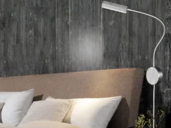 2er LED Wand Leselampen Silber mit Stecker, dimmbar per Gestik, Breite 8cm