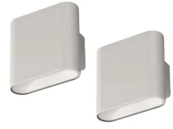 2er SET Akku Außenleuchten Silber mit Bewegungsmelder, Breite 10cm