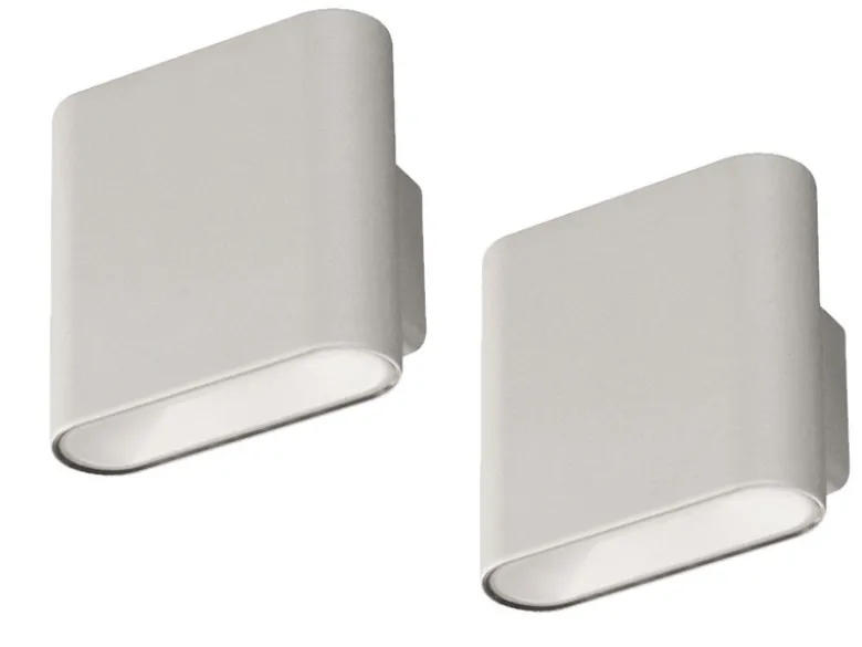 2er SET Akku Außenleuchten Silber mit Bewegungsmelder, Breite 10cm