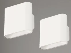 2er SET Akku Außenleuchten Weiß mit Bewegungsmelder, Breite 10cm
