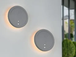 2er SET Akku Außenwandleuchten mit Bewegungsmelder USB aufladbar Ø 14cm