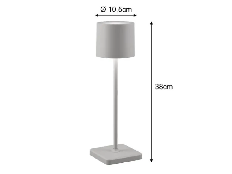 6er SET Akku LED Outdoor Tischleuchten FERNANDEZ Grau ohne Kabel, H: 38cm