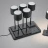 6er SET Akku LED Outdoor Tischleuchten FERNANDEZ Schwarz ohne Kabel, H: 38cm