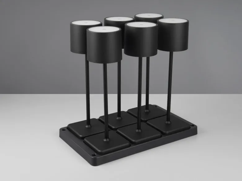 6er SET Akku LED Outdoor Tischleuchten FERNANDEZ Schwarz ohne Kabel, H: 38cm