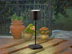 6er SET Akku LED Outdoor Tischleuchten FERNANDEZ Schwarz ohne Kabel, H: 38cm