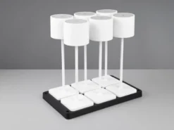 6er SET Akku LED Outdoor Tischleuchten FERNANDEZ Weiß ohne Kabel, H: 38cm