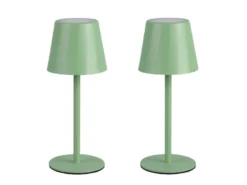 2er SET Akku LED Tischlampen kabellos für Innen & Außen, Grün - 21cm klein