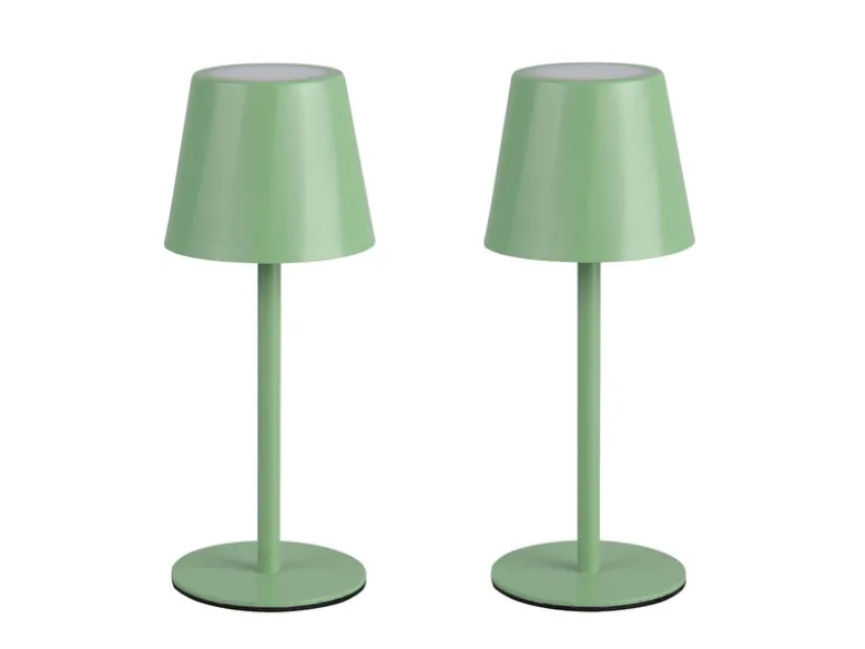 2er SET Akku LED Tischlampen kabellos für Innen & Außen, Grün - 21cm klein