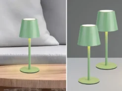 2er SET Akku LED Tischlampen kabellos für Innen & Außen, Grün - 21cm klein
