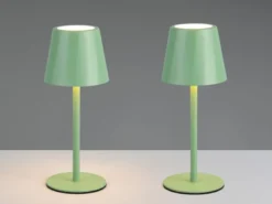 2er SET Akku LED Tischlampen kabellos für Innen & Außen, Grün - 21cm klein