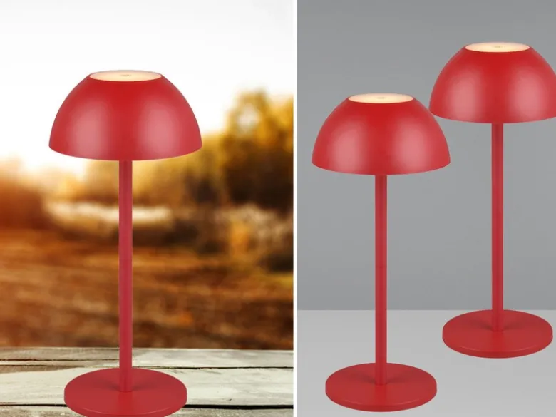 2er SET Akku LED Tischlampen kabellos für Innen & Außen, Rot - 30cm klein