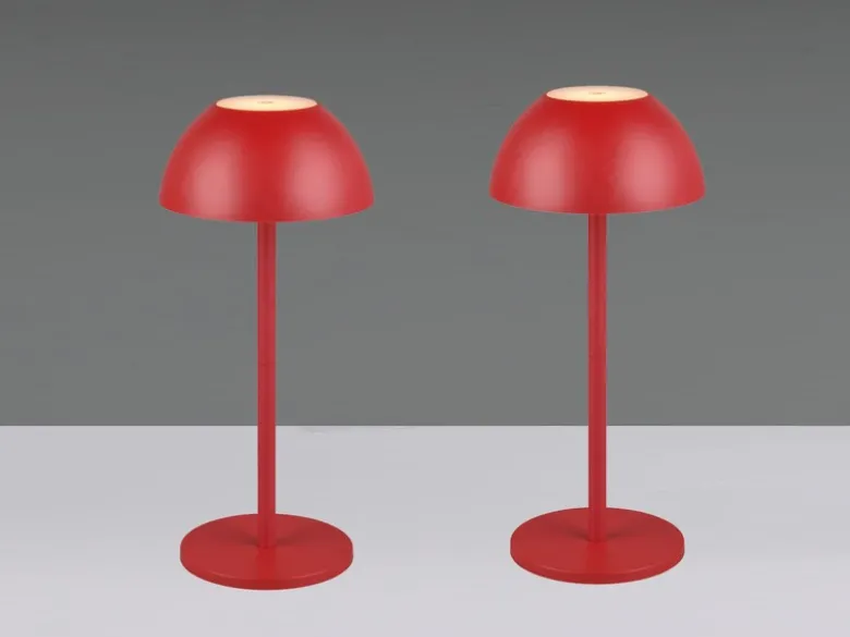 2er SET Akku LED Tischlampen kabellos für Innen & Außen, Rot - 30cm klein