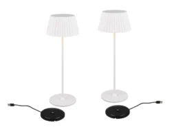 2er SET Akku LED Tischlampen kabellos für Innen & Außen, Weiß - Höhe 39cm