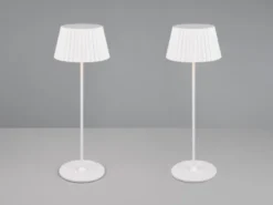 2er SET Akku LED Tischlampen kabellos für Innen & Außen, Weiß - Höhe 39cm