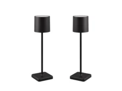 2er SET Akku LED Tischlampen kabellos für Innen & Außen, Schwarz - H: 38cm