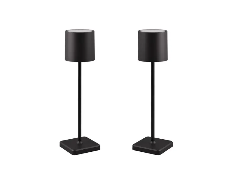 2er SET Akku LED Tischlampen kabellos für Innen & Außen, Schwarz - H: 38cm