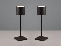 2er SET Akku LED Tischlampen kabellos für Innen & Außen, Schwarz - H: 38cm