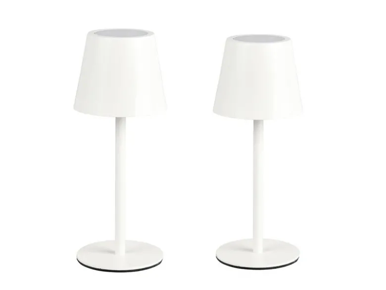 2er SET Akku LED Tischlampen kabellos für Innen & Außen, Weiß - 21cm klein