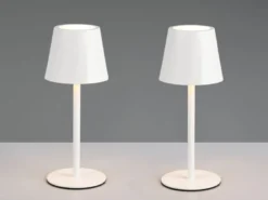 2er SET Akku LED Tischlampen kabellos für Innen & Außen, Weiß - 21cm klein