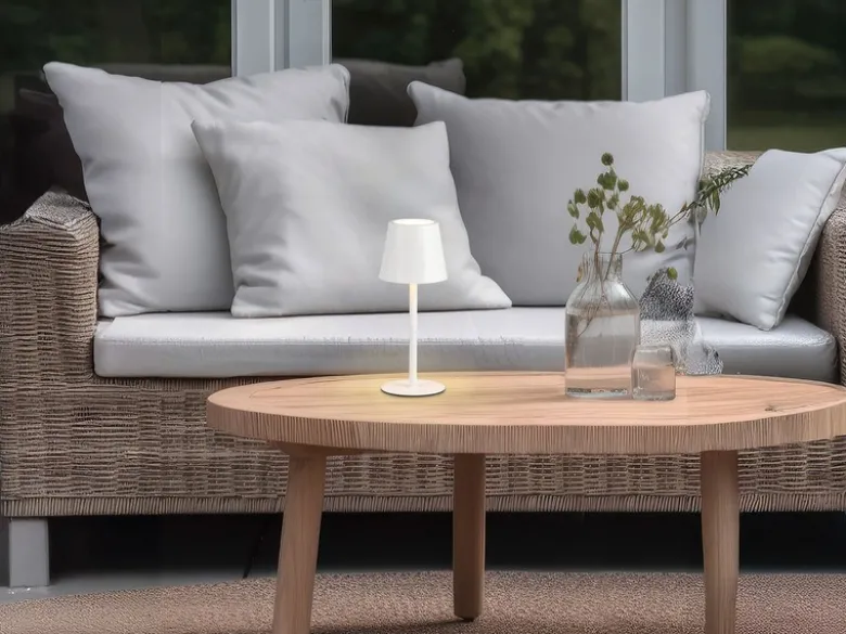 2er SET Akku LED Tischlampen kabellos für Innen & Außen, Weiß - 21cm klein