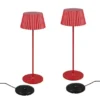 2er SET Akku LED Tischlampen kabellos für Innen & Außen, Rot - Höhe 39cm