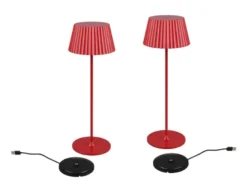 2er SET Akku LED Tischlampen kabellos für Innen & Außen, Rot - Höhe 39cm