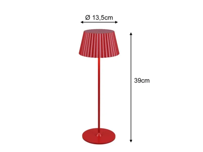 2er SET Akku LED Tischlampen kabellos für Innen & Außen, Rot - Höhe 39cm