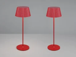 2er SET Akku LED Tischlampen kabellos für Innen & Außen, Rot - Höhe 39cm